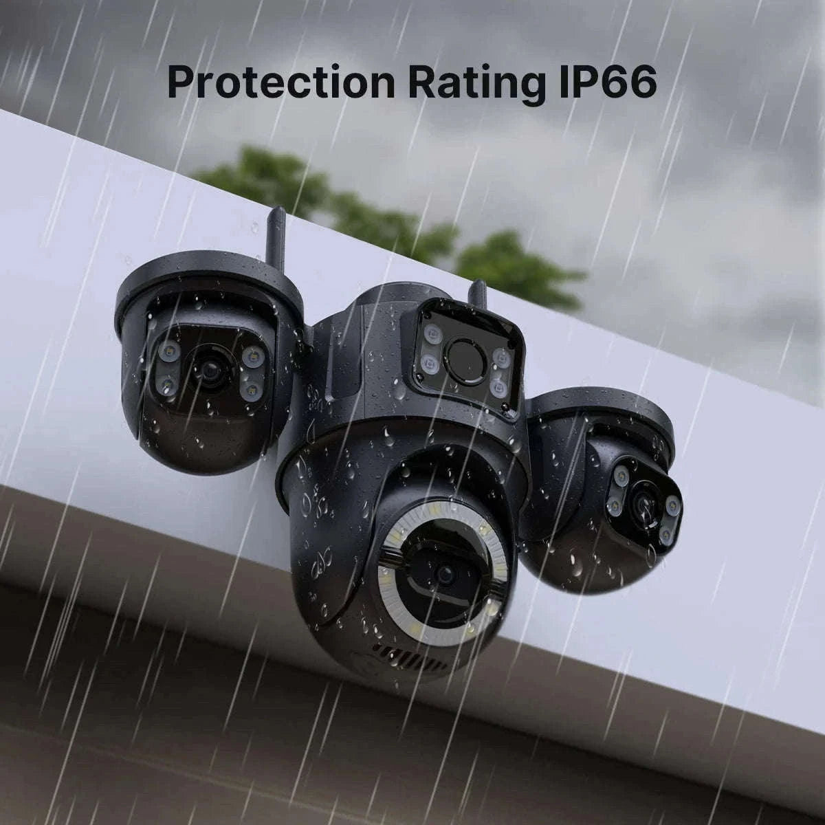Outdoor Triple-Lens PTZ WiFi IP Camera with AI Motion Detection-Camera NO Card / EU Plug / Poland