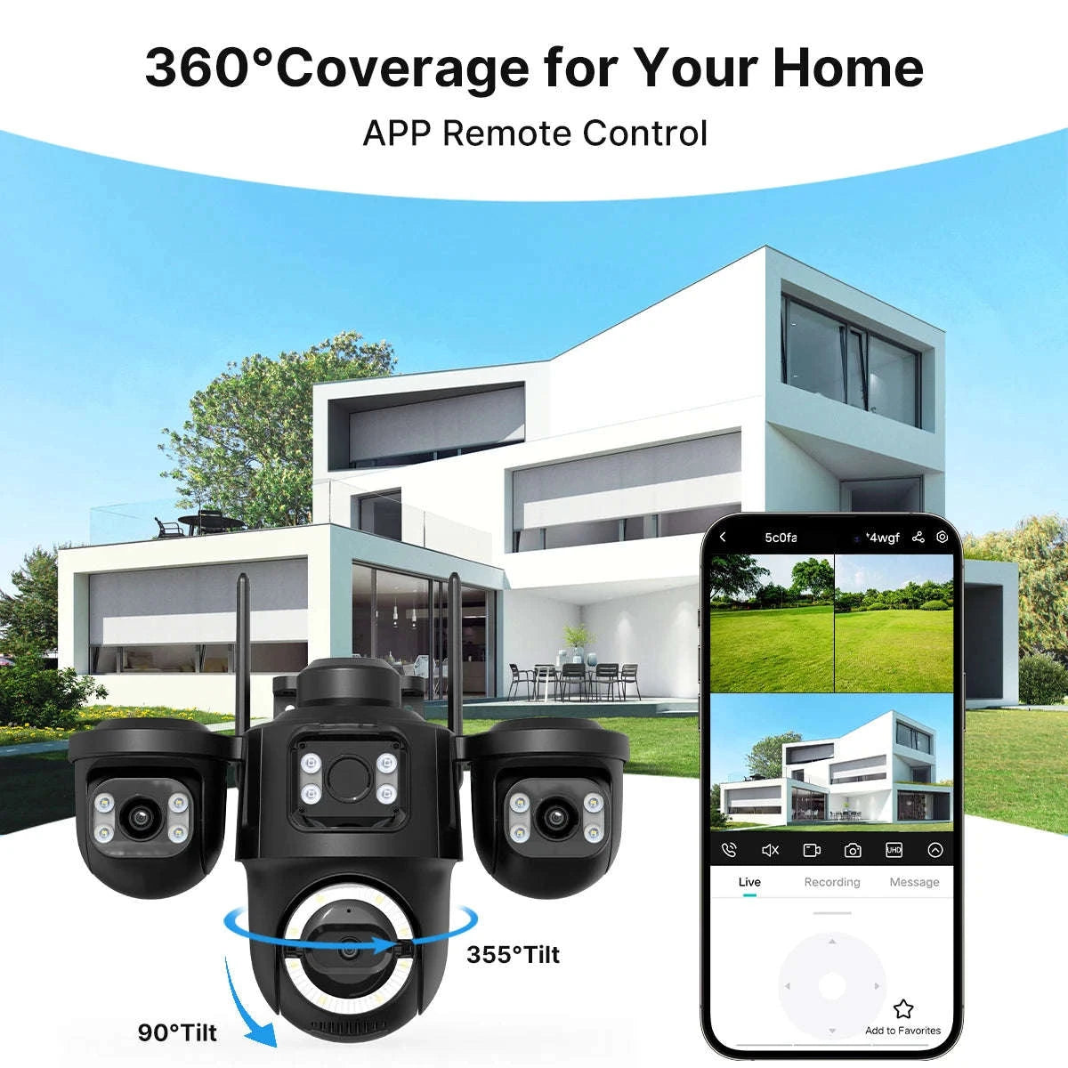 Outdoor Triple-Lens PTZ WiFi IP Camera with AI Motion Detection-Camera NO Card / EU Plug / Poland