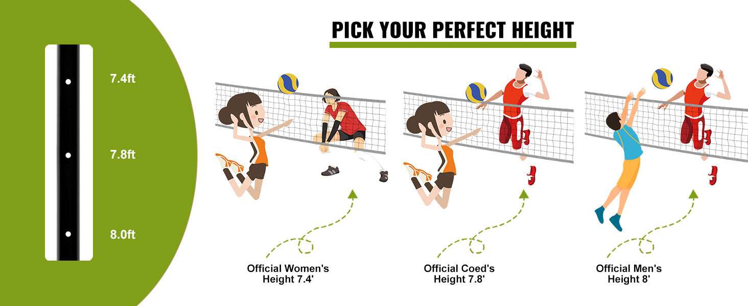 Outdoor Volleyball Net System with Adjustable Height and Steel Poles-yellow / United States