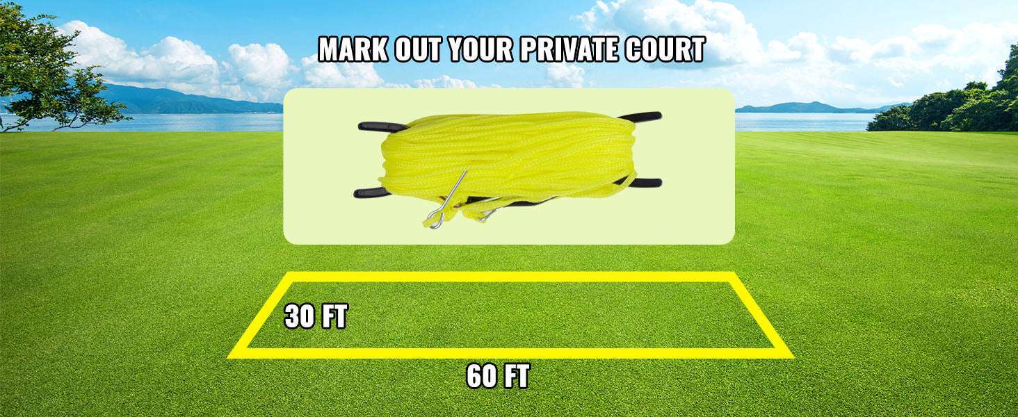 Outdoor Volleyball Net System with Adjustable Height and Steel Poles-yellow / United States