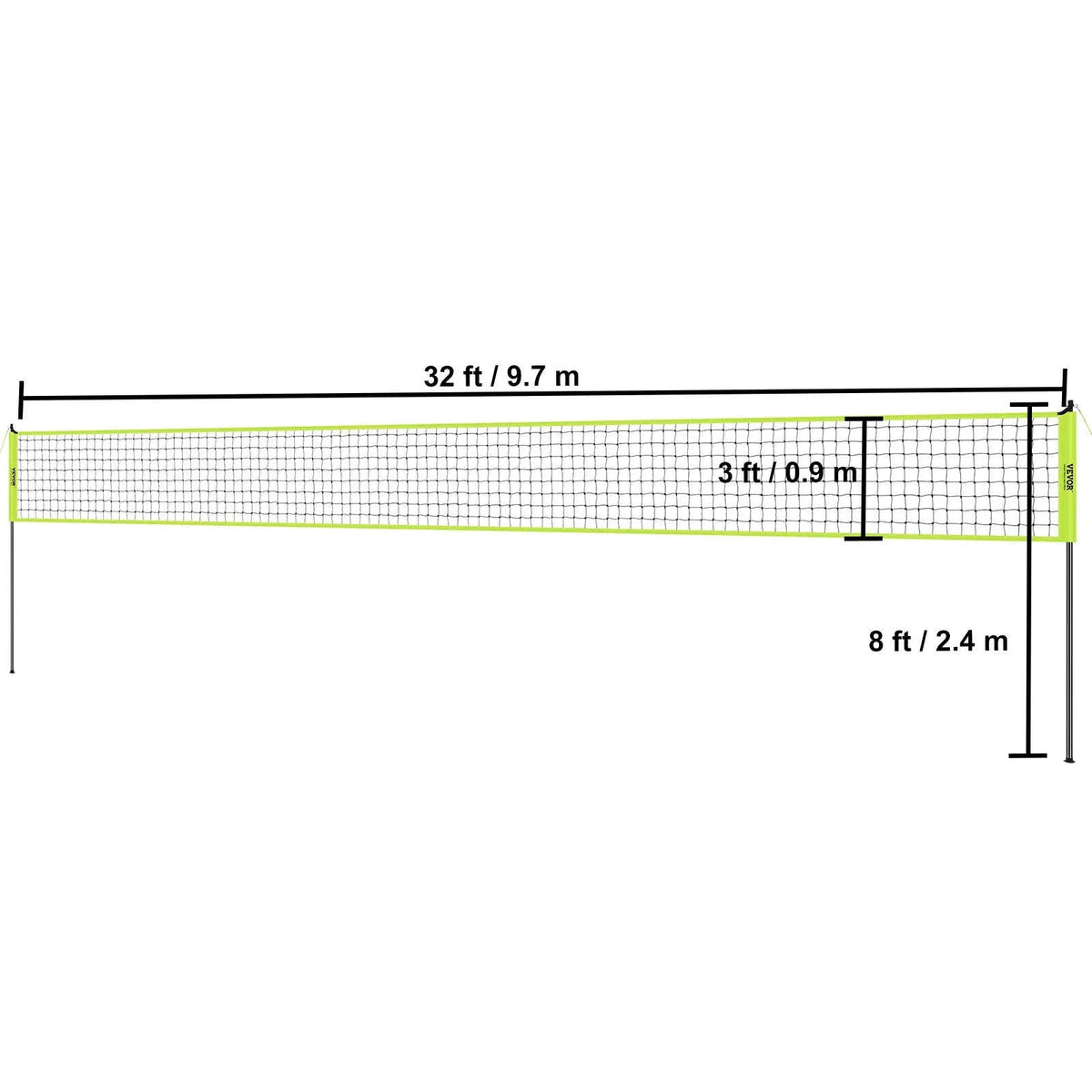 Outdoor Volleyball Net System with Adjustable Height, Steel Poles and Carrying Bag-1.5inch / Poland