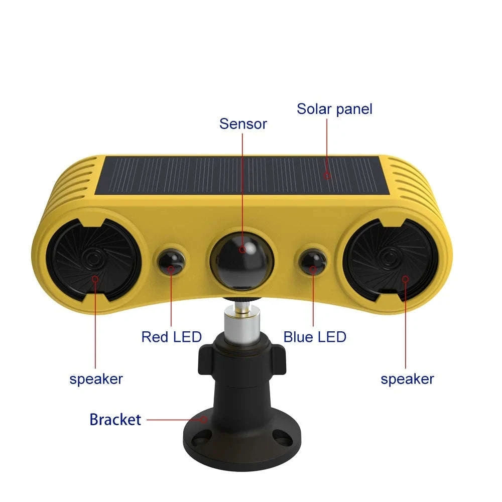 Outdoor Waterproof Solar Motion Alarm Detector 130dB 13-Sound Siren-YELLOW / United States