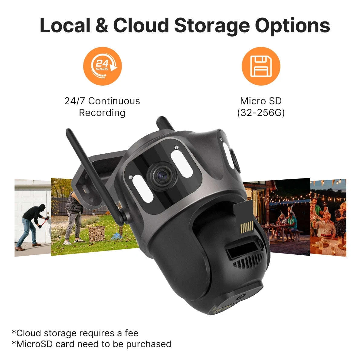 Outdoor WiFi PTZ Camera with Auto Tracking and Color Night Vision-6K With 128G Card / EU Plug / france