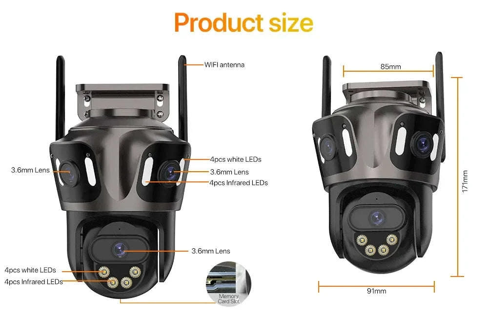 Outdoor WiFi PTZ Camera with Auto Tracking and Color Night Vision-6K With 128G Card / EU Plug / france