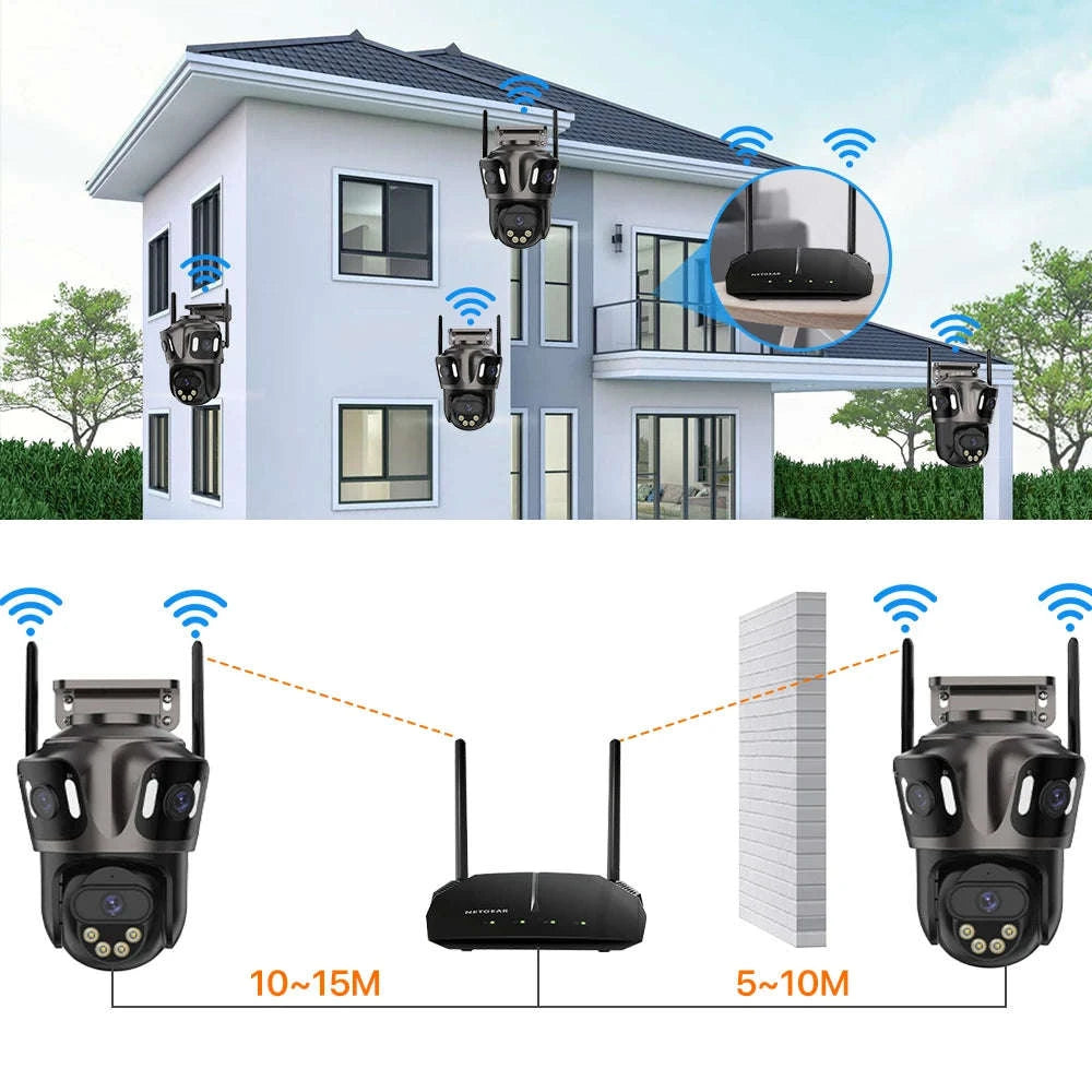 Outdoor WiFi PTZ Camera with Auto Tracking and Color Night Vision-6K With 128G Card / EU Plug / france