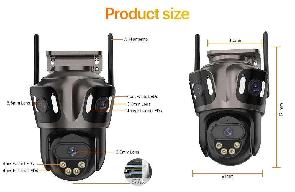 Outdoor WiFi PTZ Camera with Auto Tracking and Color Night Vision-6K With 128G Card / EU Plug / france