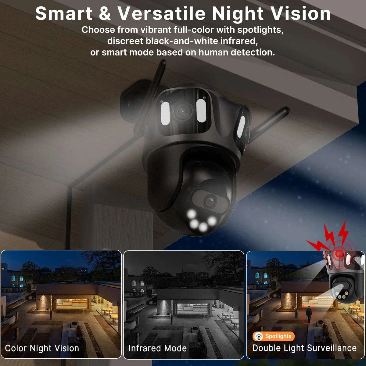 Outdoor WiFi PTZ Camera with Auto Tracking and Color Night Vision-6K With 128G Card / EU Plug / france