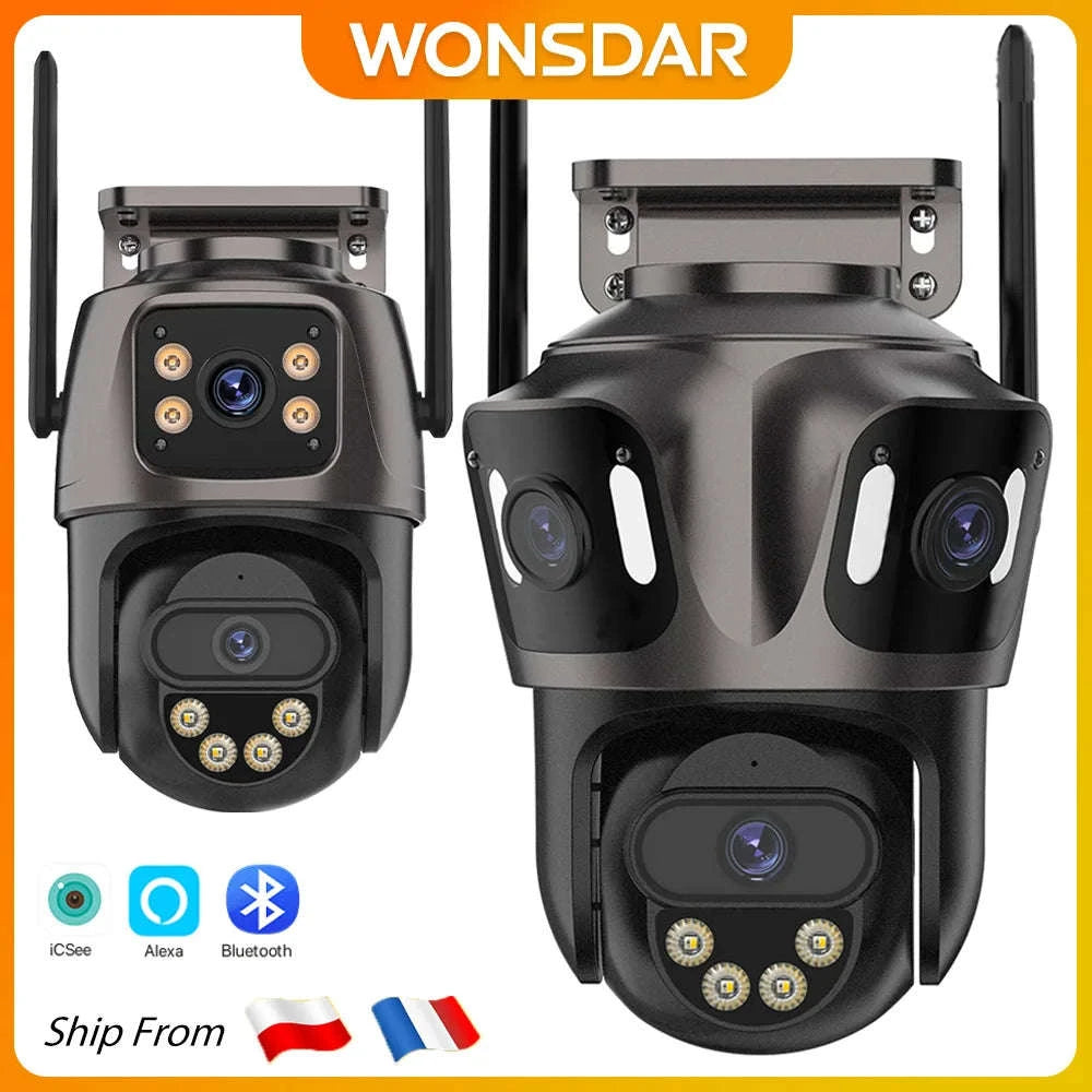 Outdoor WiFi PTZ Camera with Auto Tracking and Color Night Vision-6K With 128G Card / EU Plug / france