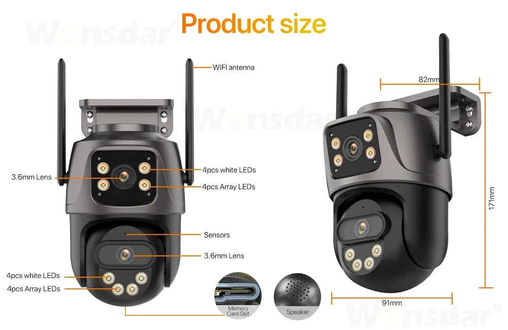 Outdoor WiFi PTZ Camera with Auto Tracking and Color Night Vision-6K With 128G Card / EU Plug / france