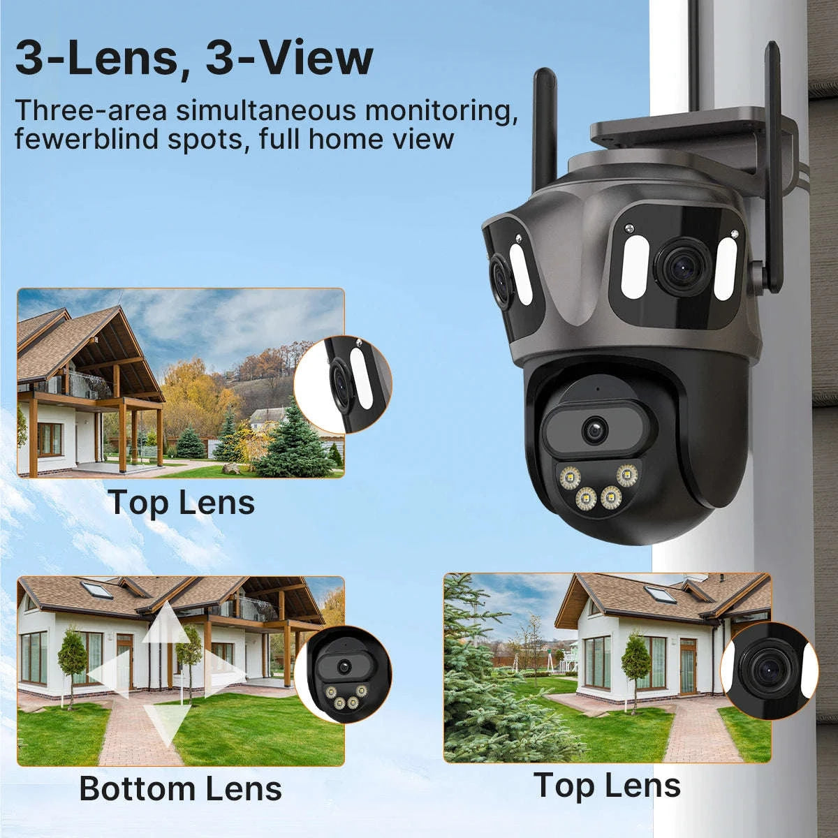 Outdoor WiFi PTZ Camera with Auto Tracking and Color Night Vision-6K With 128G Card / EU Plug / france