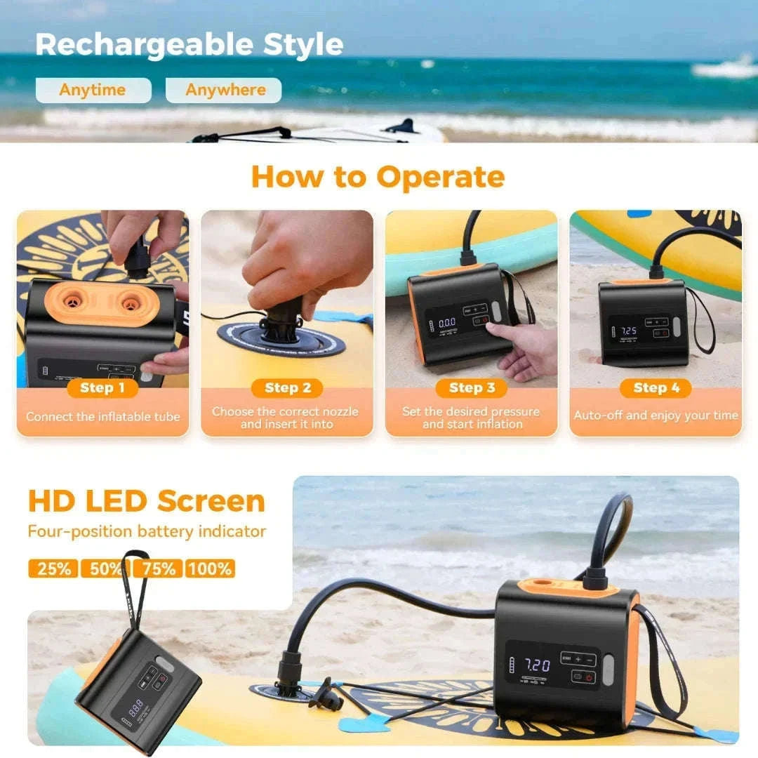 Outdoor Wireless Air Pump with Inflation and Deflation-Black