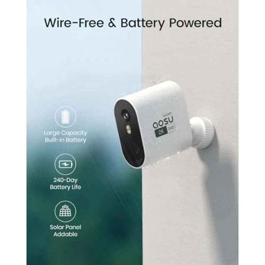Outdoor Wireless Security Camera 4-Cam Kit, 2K Color Night Vision-United States / 4CamKit