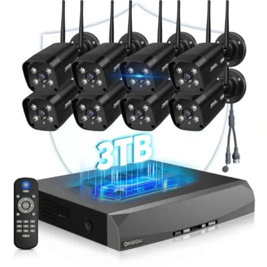 Outdoor Wireless Security Camera System with Dual Antennas-United States / 8Cameras3TBHDD