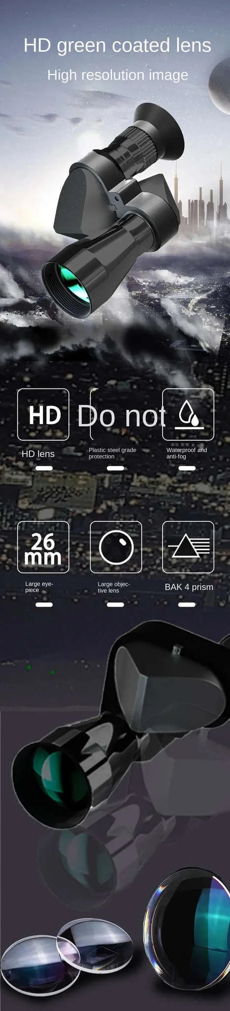 OutdoorPro Portable Monocular Telescope-black