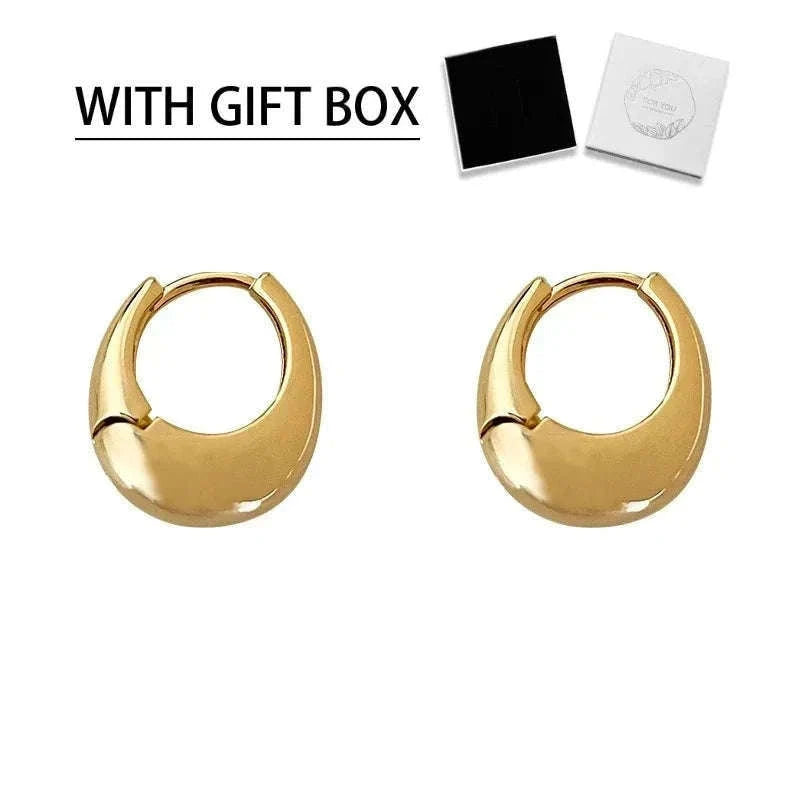Oval Elegant Earrings with a Polished Modern Finish-Gold / CHINA