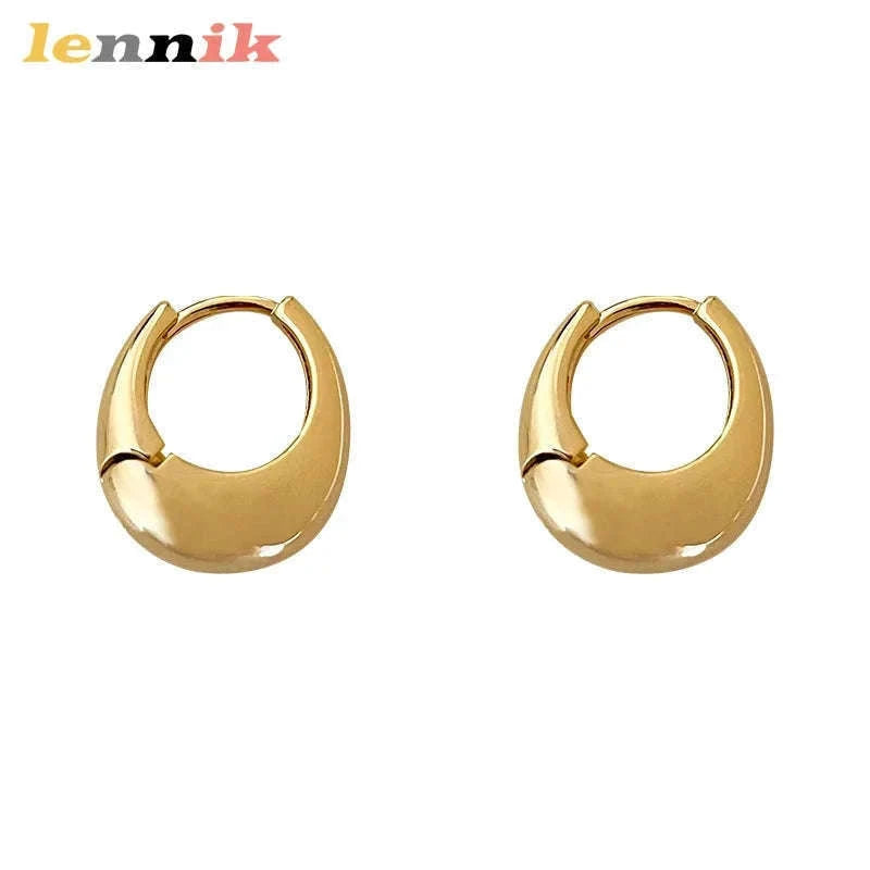 Oval Elegant Earrings with a Polished Modern Finish-Gold / CHINA