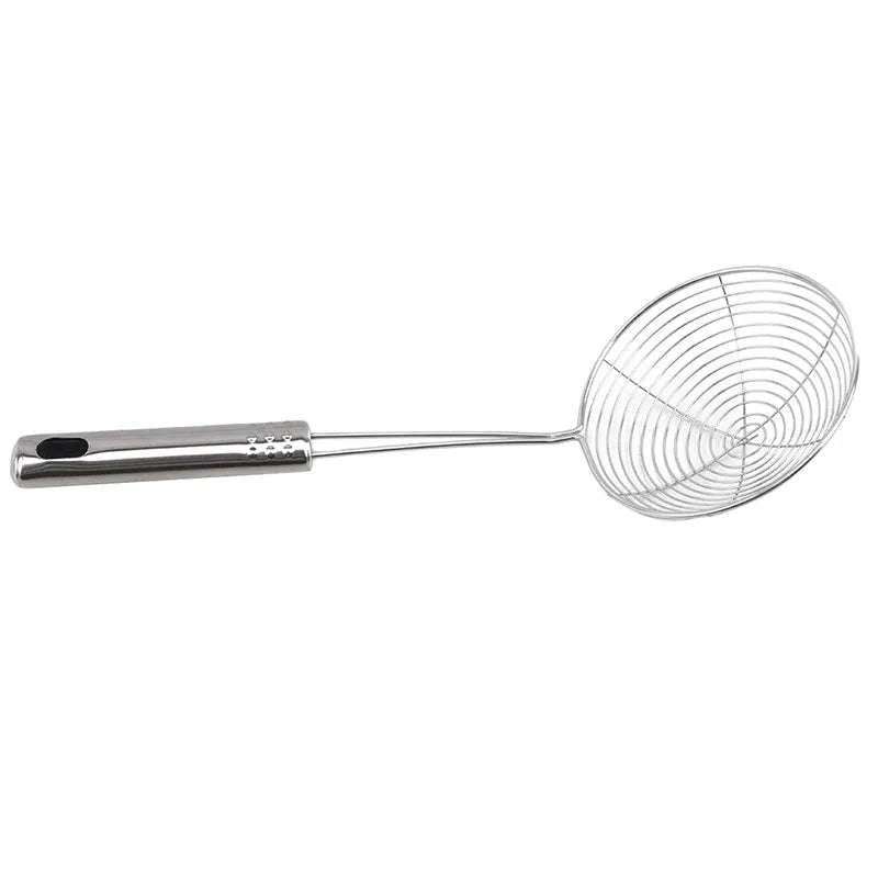 Oval Skimmer Stainless Steel Oil Strainer-silver / 33.5x13cm