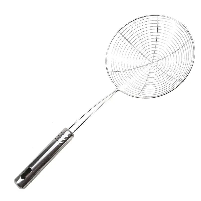 Oval Skimmer Stainless Steel Oil Strainer-silver / 33.5x13cm
