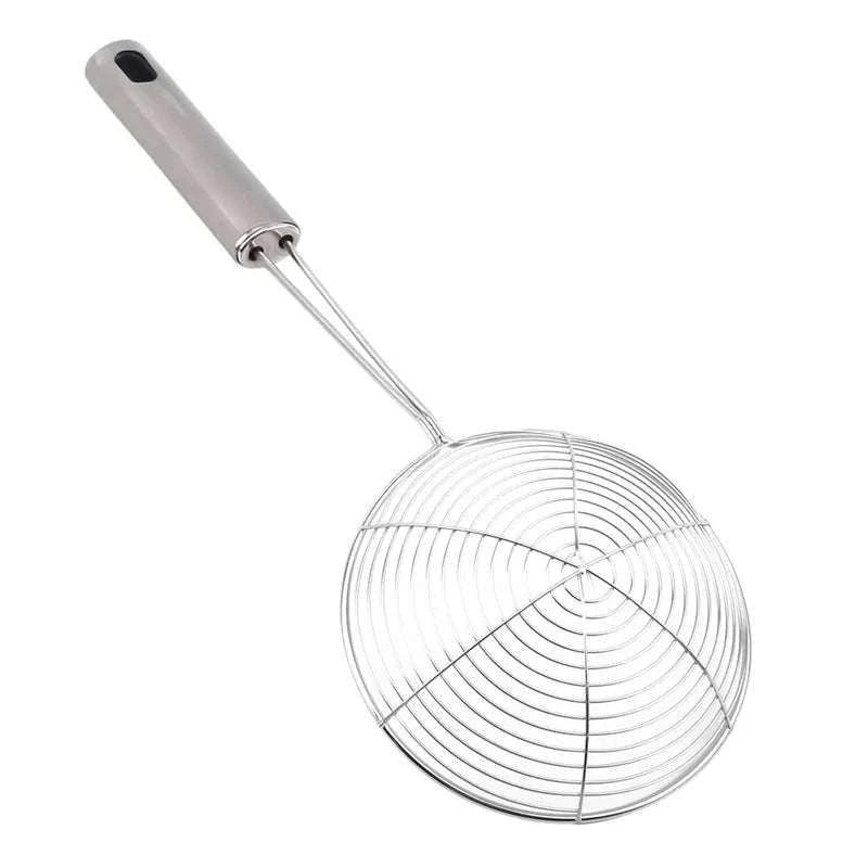 Oval Stainless Steel Oil Strainer for Cleaner Frying-silver / 33.5x13cm