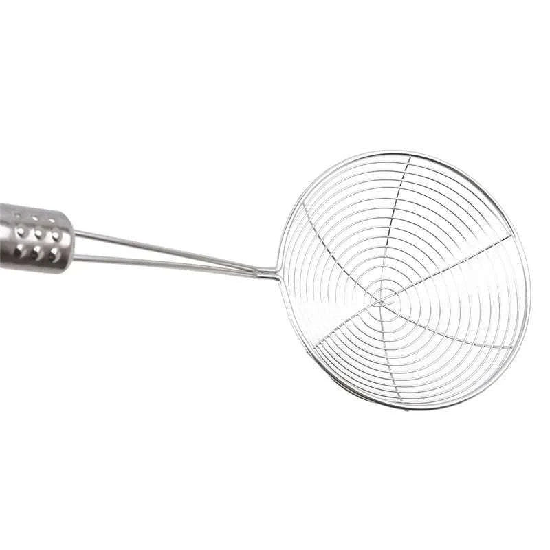 Oval Stainless Steel Oil Strainer for Cleaner Frying-silver / 33.5x13cm