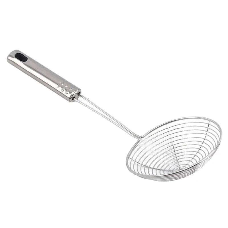 Oval Stainless Steel Oil Strainer for Cleaner Frying-silver / 33.5x13cm