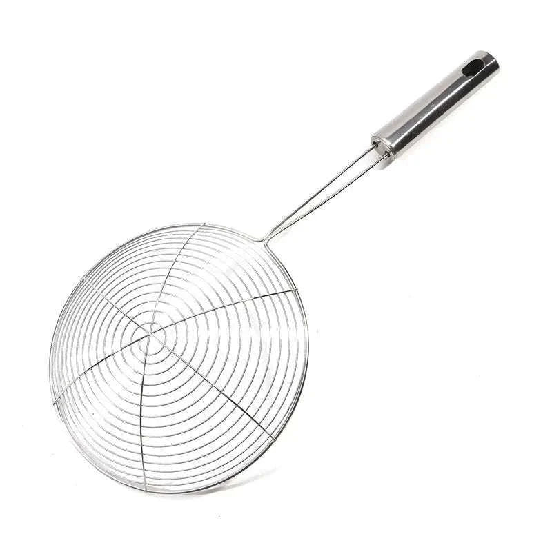 Oval Stainless Steel Oil Strainer for Cleaner Frying-silver / 33.5x13cm