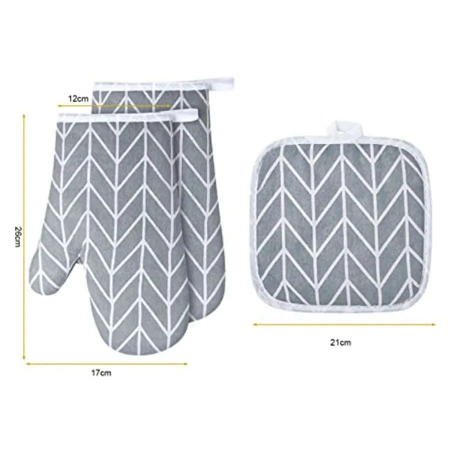 Oven Mitts and Pot Holders 6-Piece Heat Resistant Set-United States / Cotton-grey