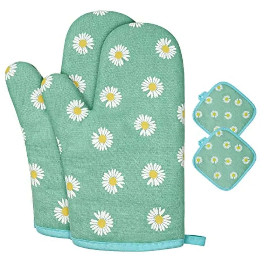Oven Mitts and Pot Holders 6-Piece Heat Resistant Set-United States / Cotton-grey