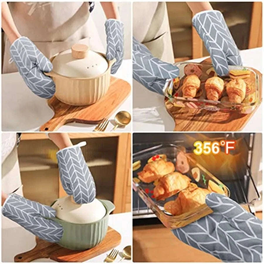 Oven Mitts and Pot Holders 6-Piece Heat Resistant Set-United States / Cotton-grey