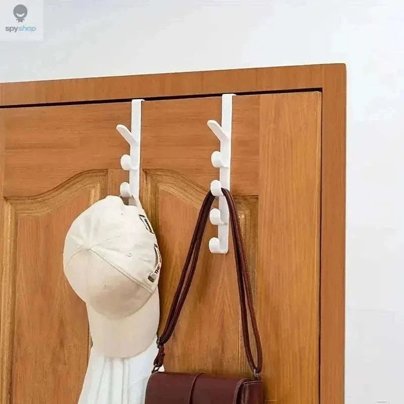 Over-the-Door Hook Organizer, 5-Hook Door Rack for Daily Storage-brown