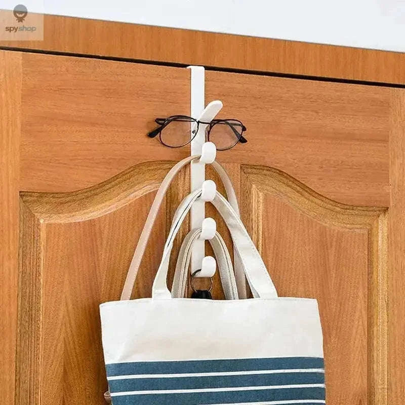 Over-the-Door Hook Organizer, 5-Hook Door Rack for Daily Storage-brown