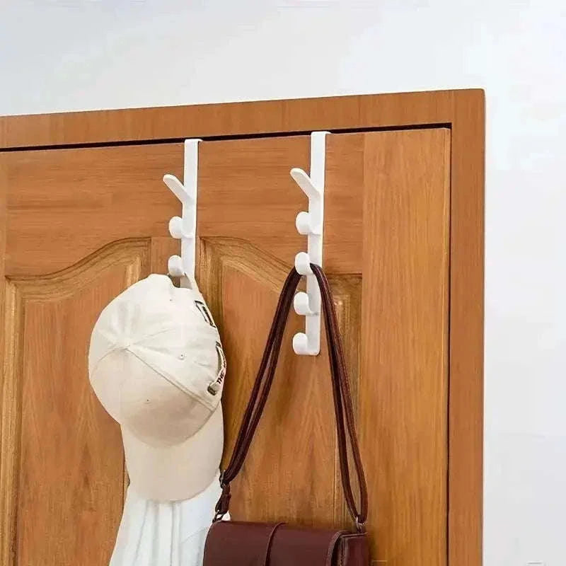 Over-the-Door Hook Organizer, 5-Hook Door Rack for Daily Storage-brown