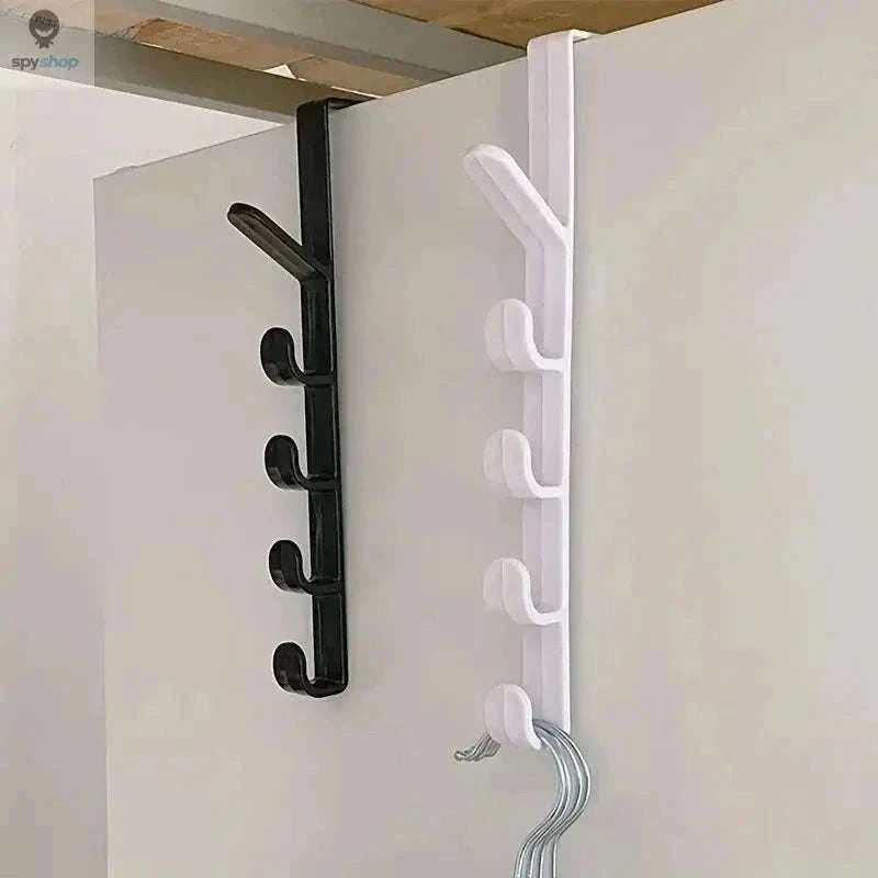 Over-the-Door Hook Organizer, 5-Hook Door Rack for Daily Storage-brown