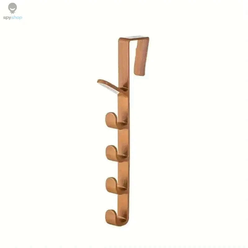 Over-the-Door Hook Organizer, 5-Hook Door Rack for Daily Storage-brown