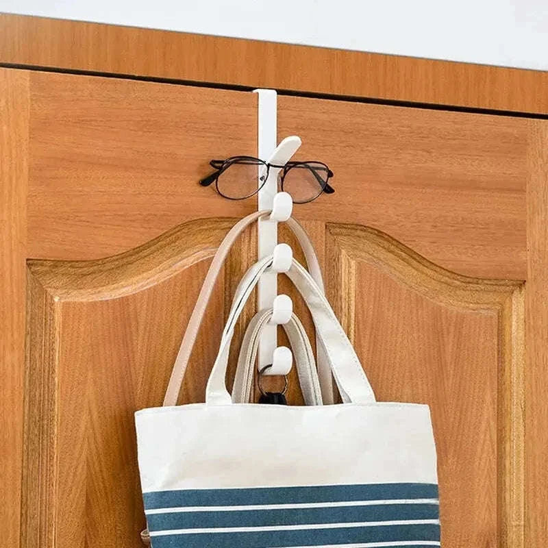 Over-the-Door Hook Organizer – Space-Saving 5-Hook Rack for Everyday Storage-brown
