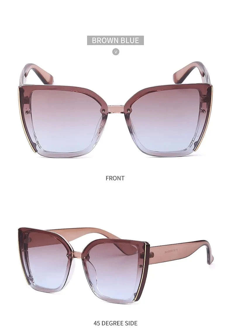 Oversized Cat Eye Sunglasses for Women-C8 Blue / ZS-8713D