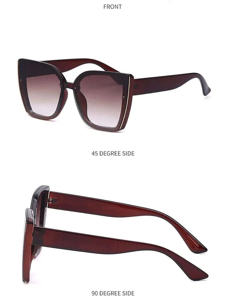 Oversized Cat Eye Sunglasses for Women with UV400 Protection-C8 Blue / ZS-8713D