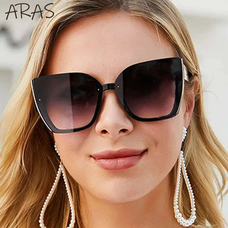 Oversized Cat Eye Sunglasses for Women with UV400 Protection-C8 Blue / ZS-8713D