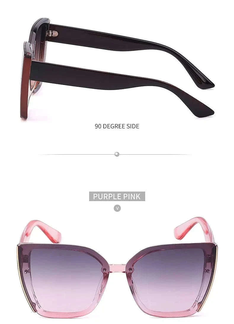 Oversized Cat Eye Sunglasses for Women with UV400 Protection-C8 Blue / ZS-8713D