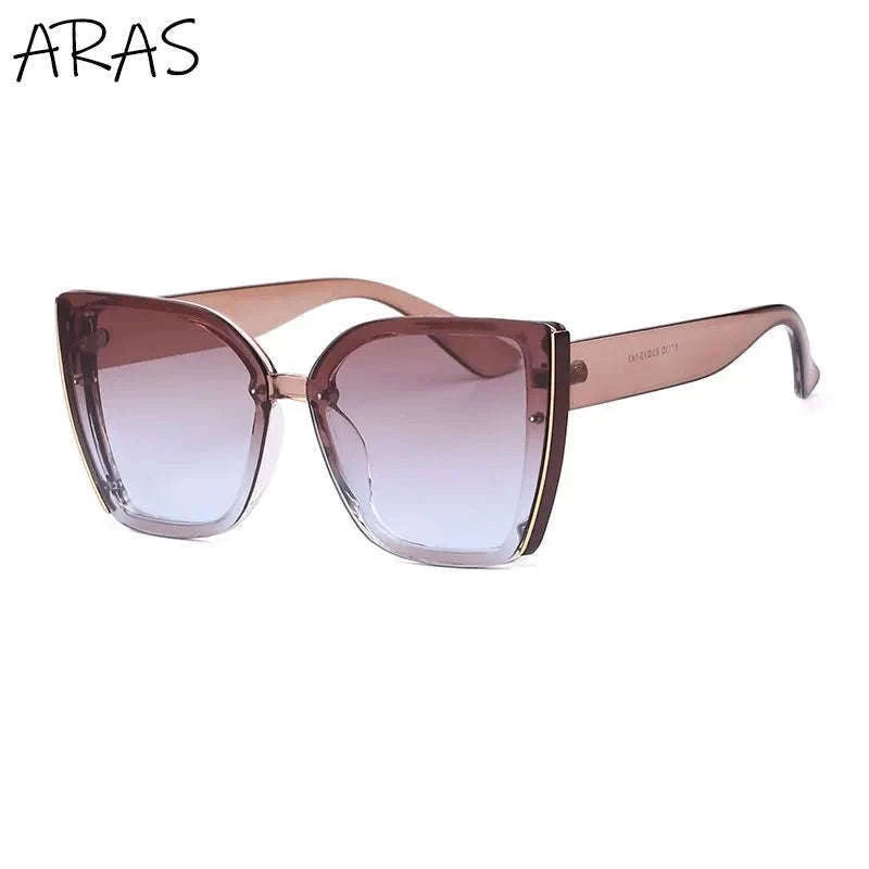 Oversized Cat Eye Sunglasses for Women with UV400 Protection-C8 Blue / ZS-8713D