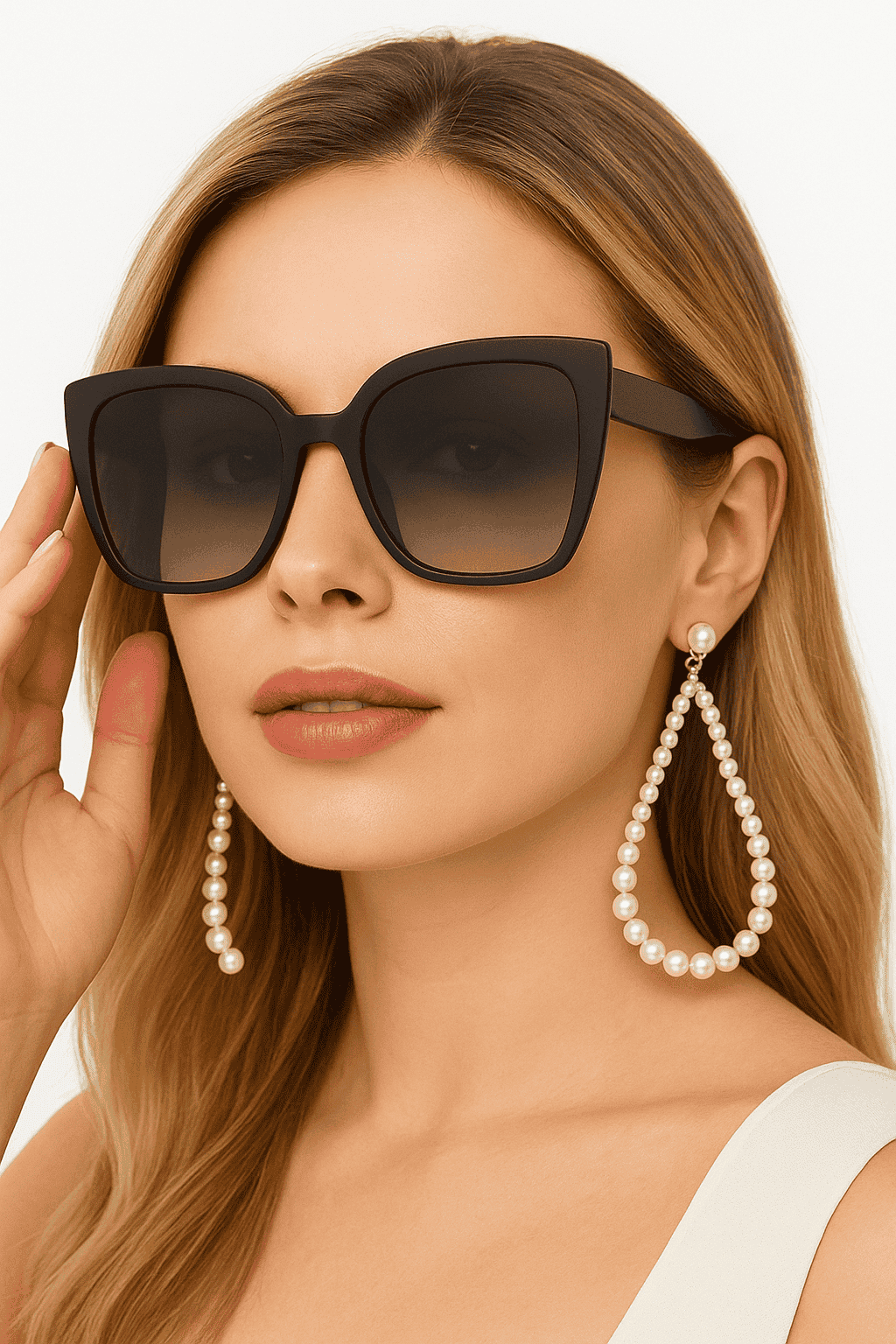 Oversized Cat Eye Sunglasses for Women with UV400 Protection-C8 Blue / ZS-8713D