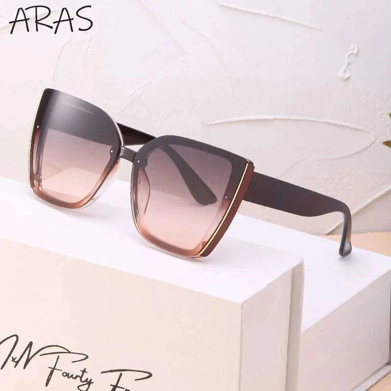 Oversized Cat Eye Sunglasses for Women with UV400 Protection-C8 Blue / ZS-8713D