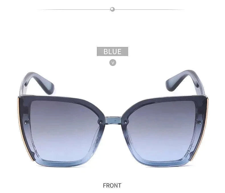 Oversized Cat Eye Sunglasses for Women with UV400 Protection-C8 Blue / ZS-8713D