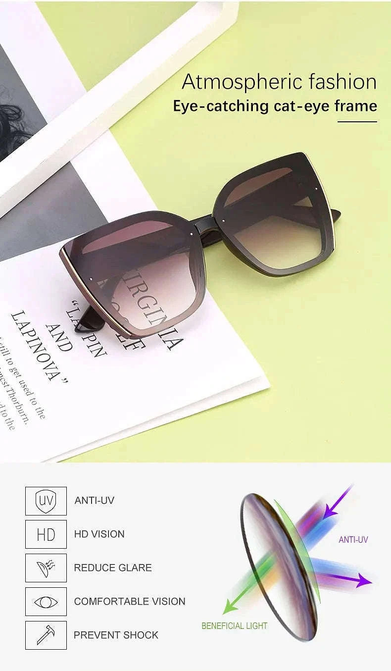 Oversized Cat Eye Sunglasses for Women with UV400 Protection-C8 Blue / ZS-8713D