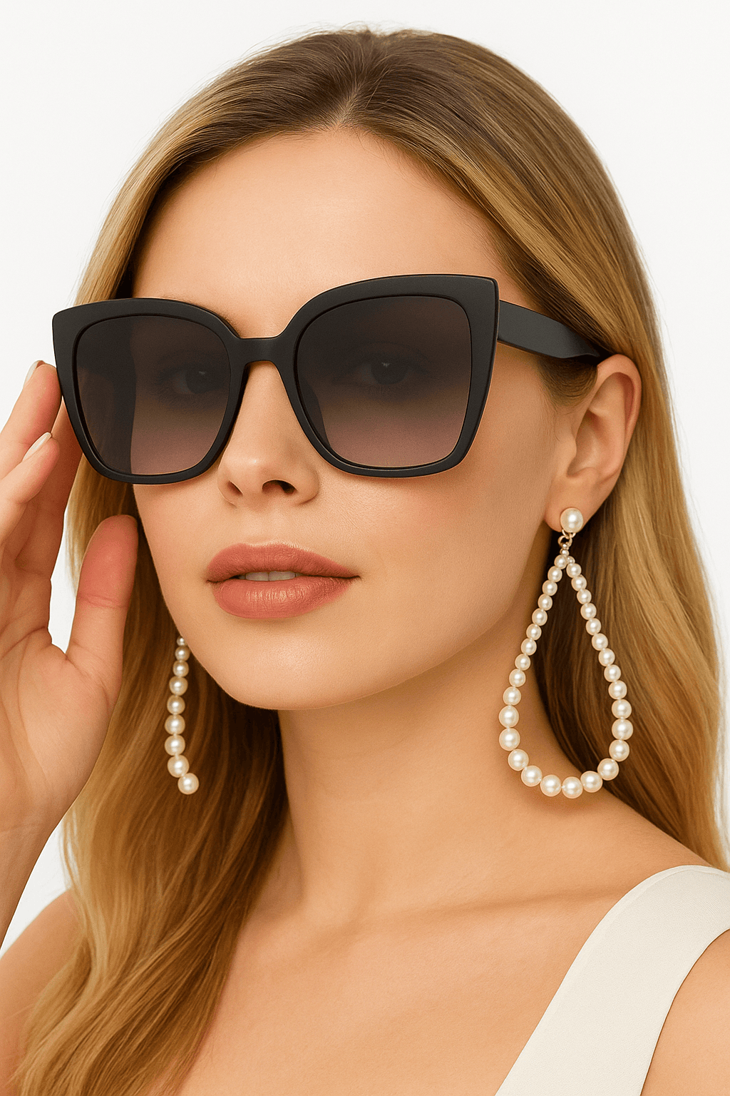 Oversized Cat Eye Sunglasses for Women with UV400 Protection-C8 Blue / ZS-8713D