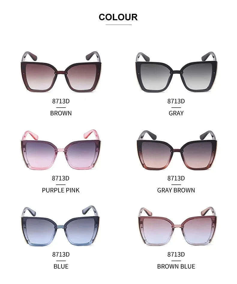 Oversized Cat Eye Sunglasses for Women with UV400 Protection-C8 Blue / ZS-8713D