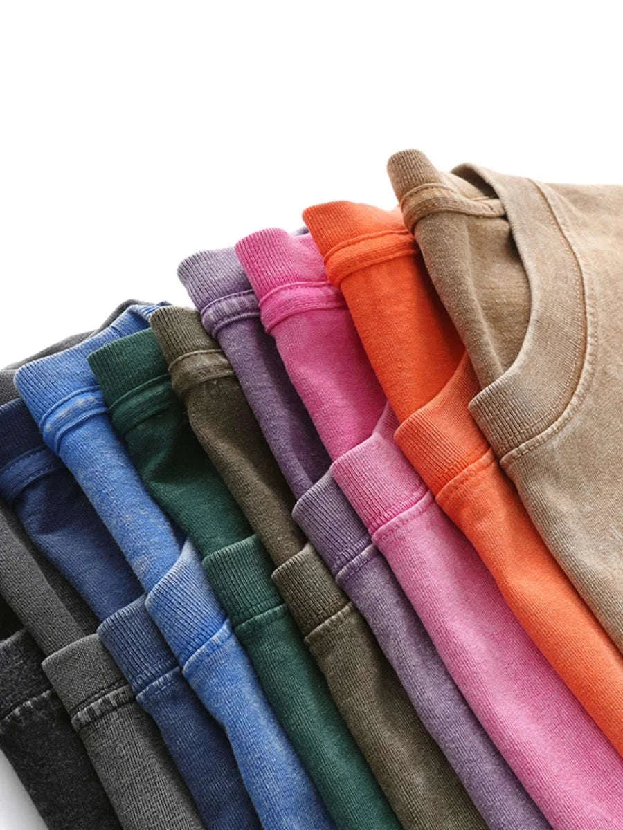 Oversized Cotton T-Shirt Loose Fit Solid Color Casual Tee-GRAY / XXXL