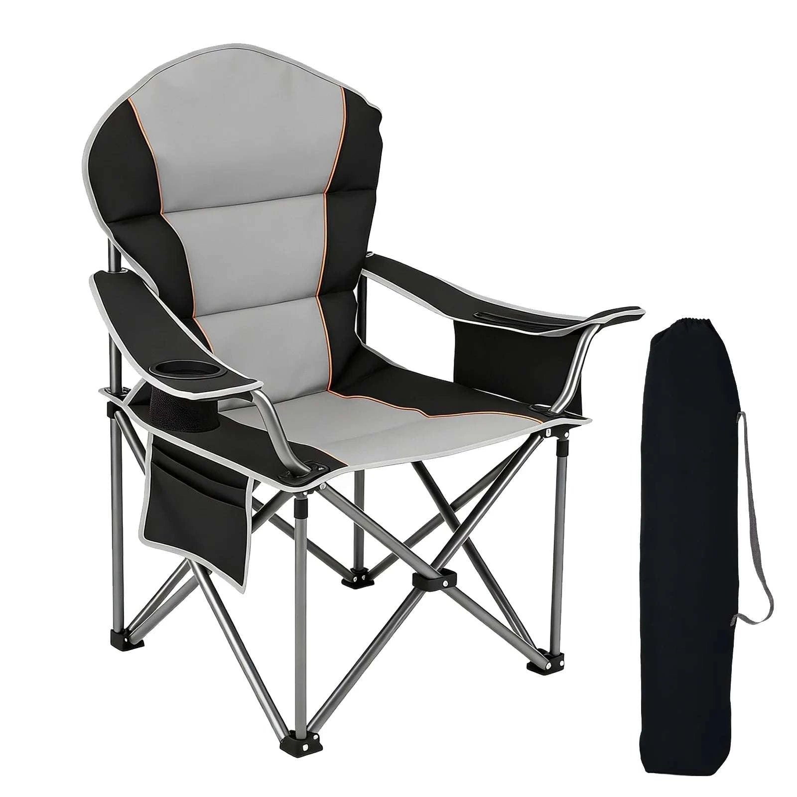 Oversized Heavy Duty Camping Chair 450lbs Folding Chair with Storage-light green / United States