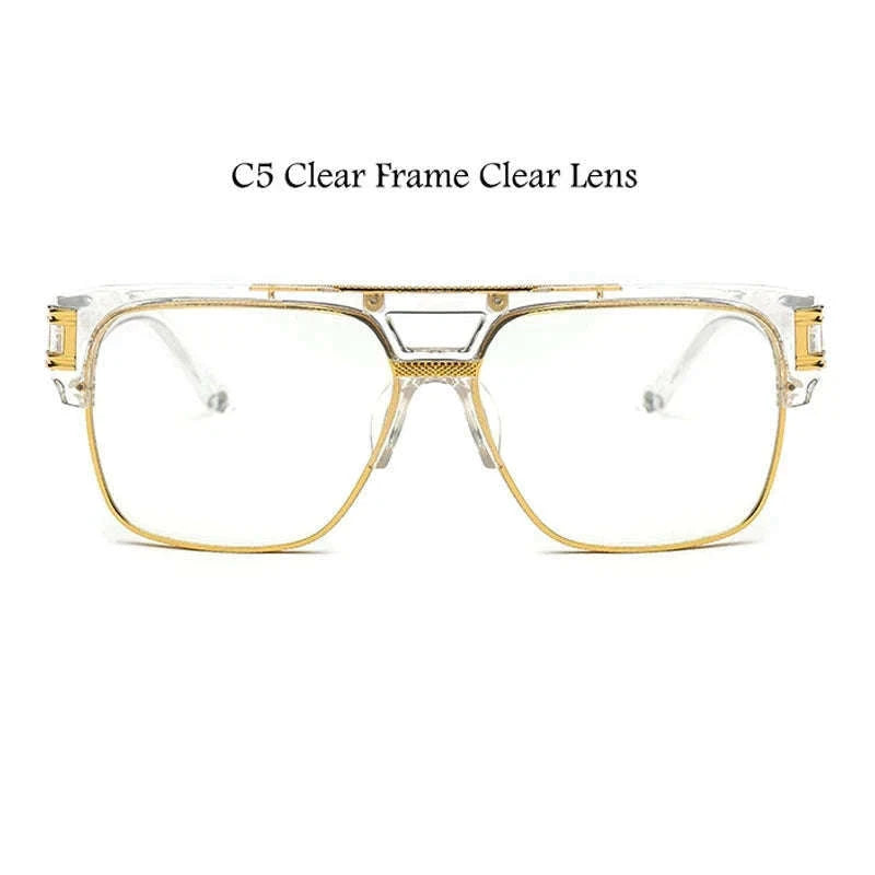 Oversized Square Glasses Frame with Clear Blue Light Lenses-C5 Clear Frame Clear