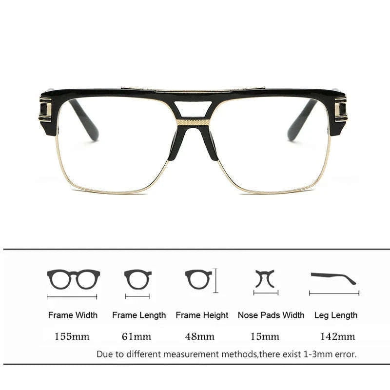 Oversized Square Glasses Frame with Clear Blue Light Lenses-C5 Clear Frame Clear
